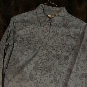 Roper Navy & Gray Floral Print Shirt